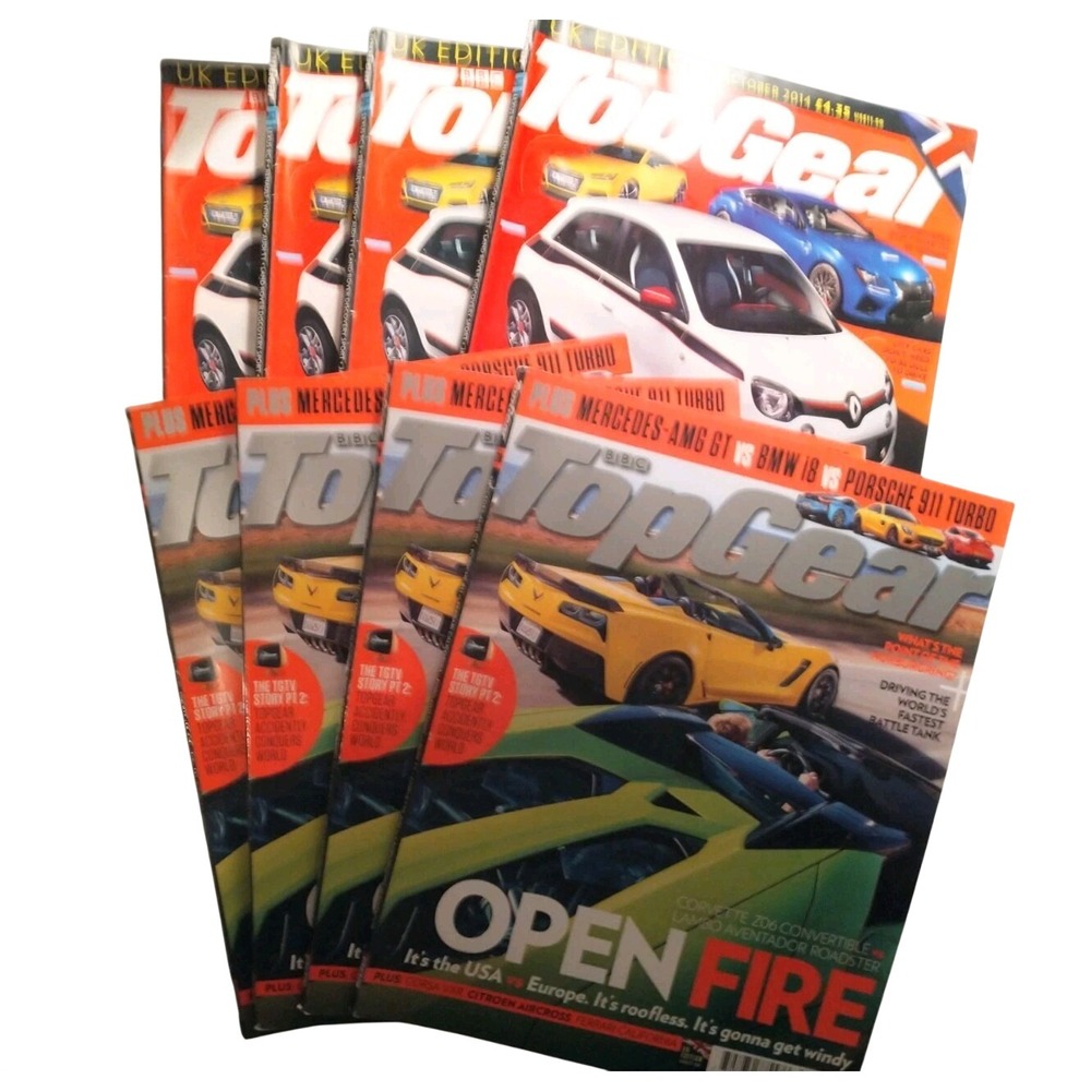 BBC Top Gear Magazine UK Edition Lot of 8 Issues 2014 Corvette Lamborghini UK